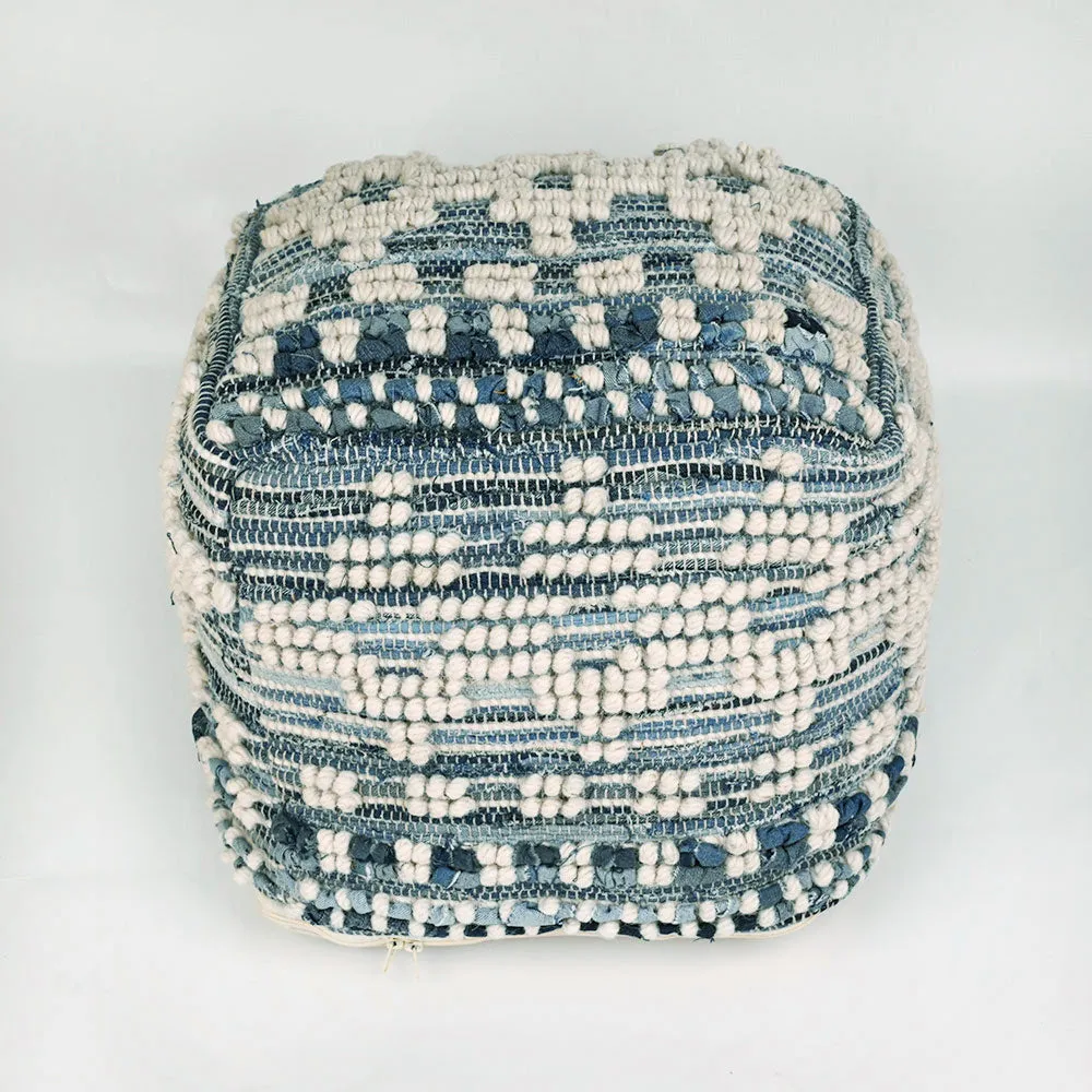 Modern Corner Cotton Material Pouffe Stool For Living Room, Set of 1