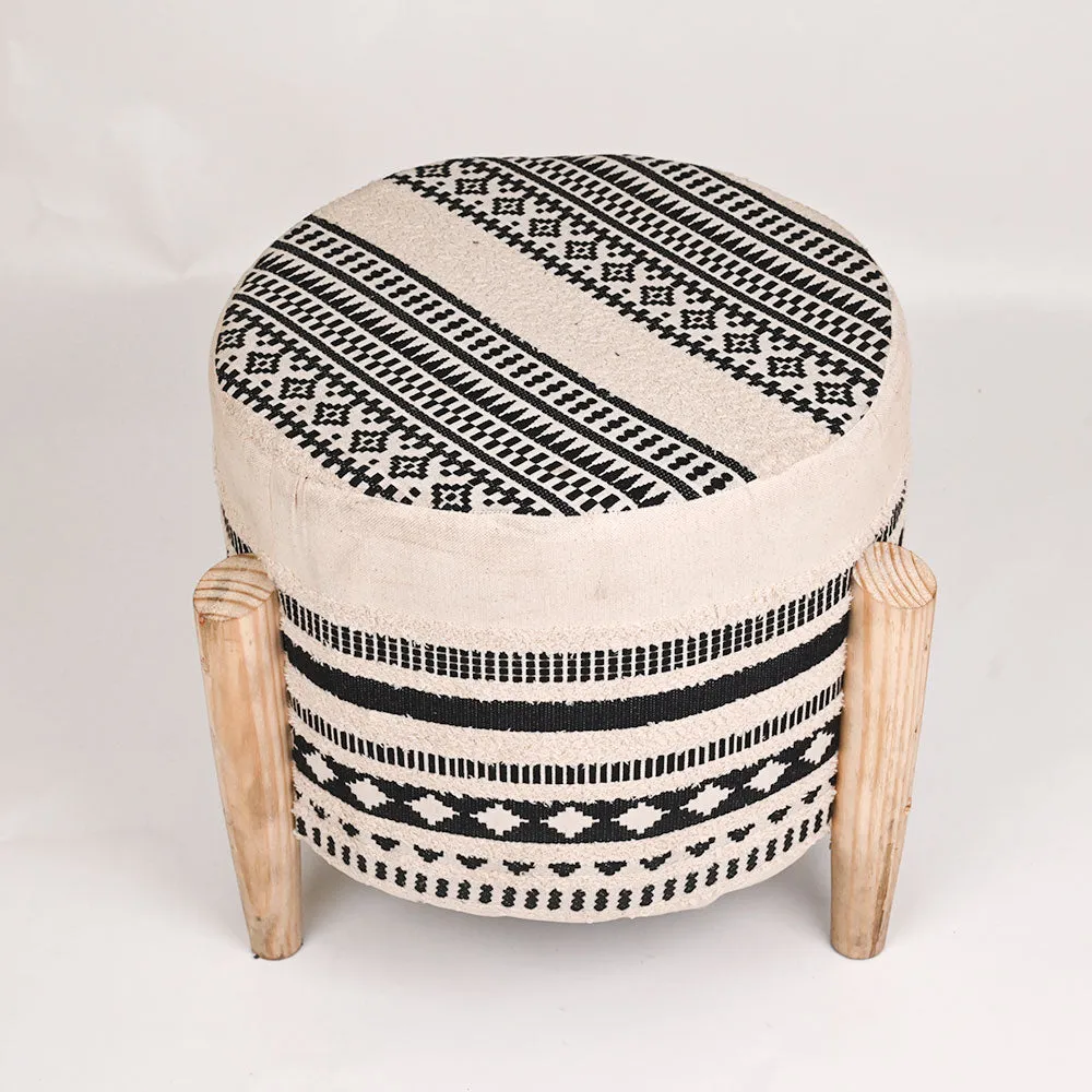 Modern Corner Cotton Material Pouffe Stool For Living Room, Set of 1