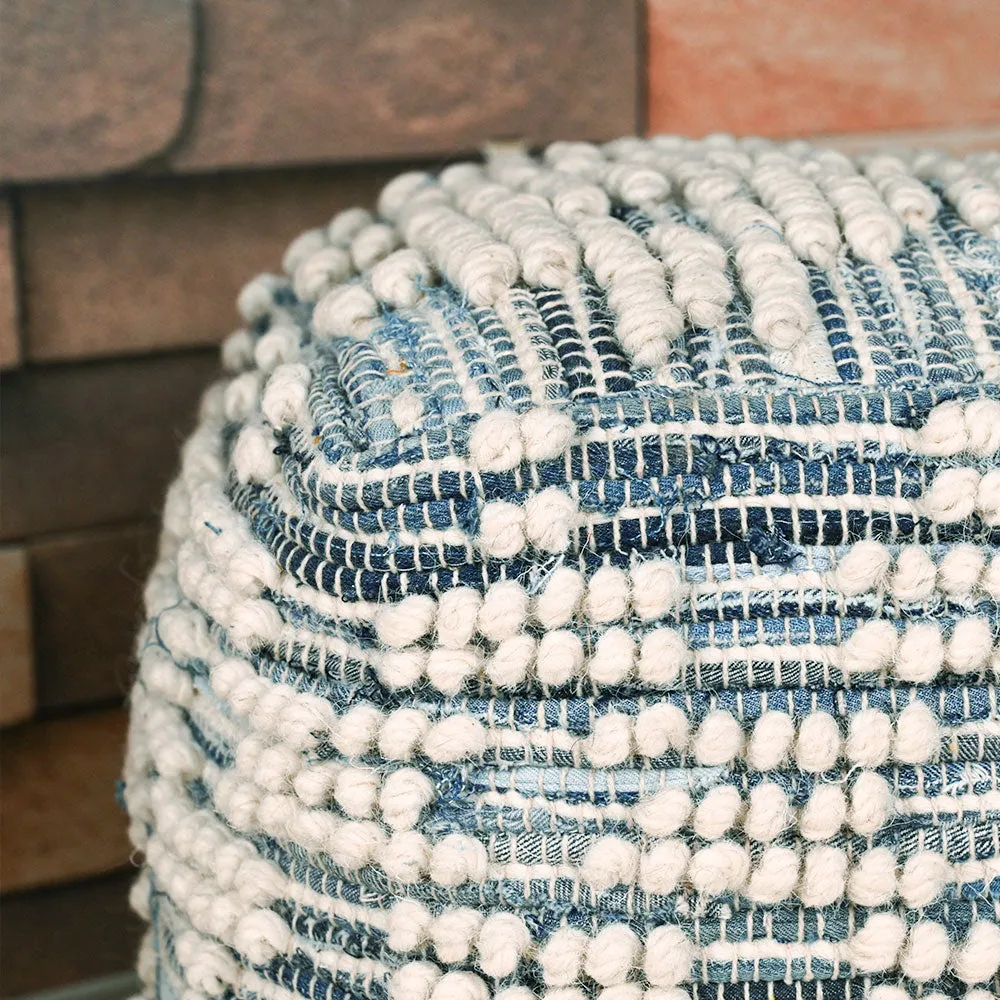 Modern Corner Cotton Material Pouffe Stool For Living Room, Set of 1