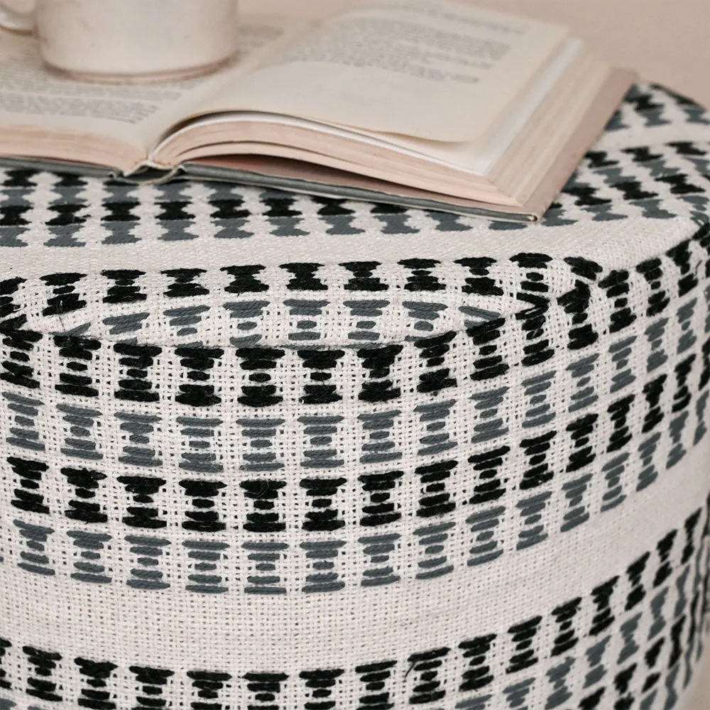 Modern Corner Cotton Material Pouffe Stool For Living Room, Set of 1