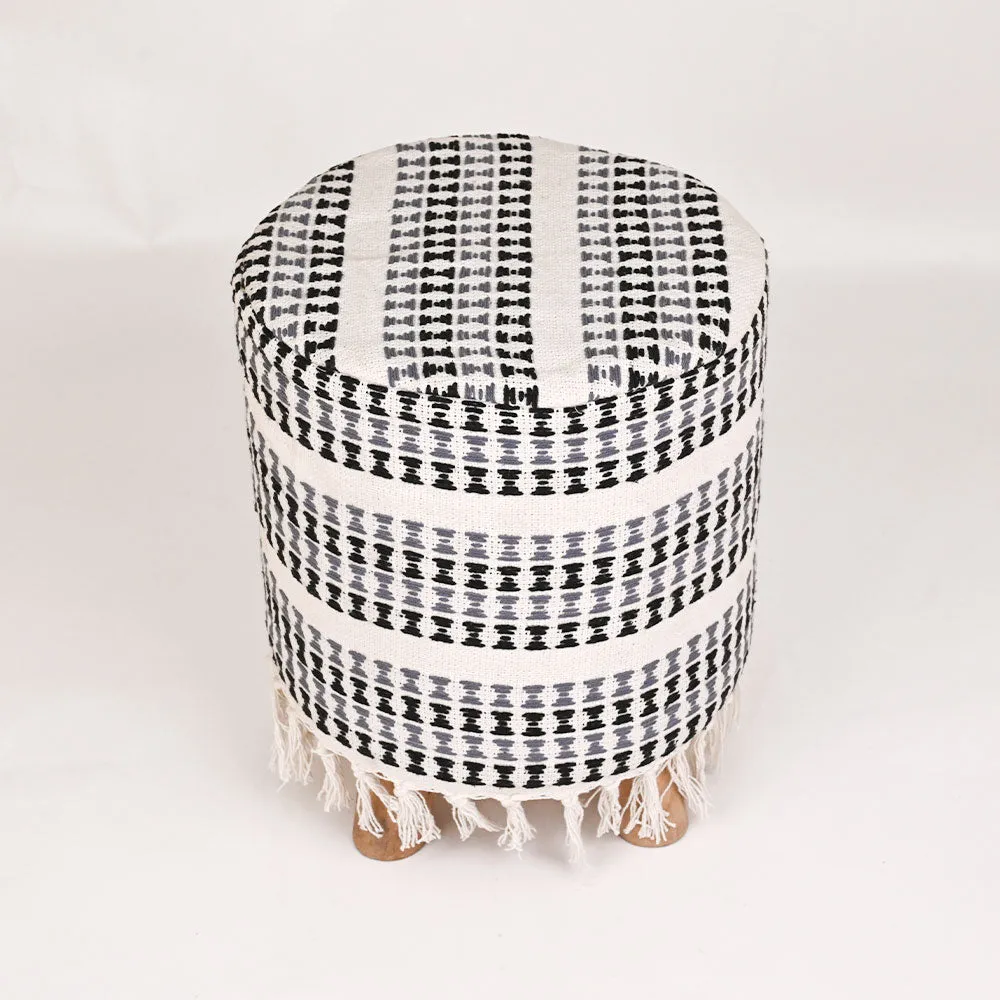 Modern Corner Cotton Material Pouffe Stool For Living Room, Set of 1