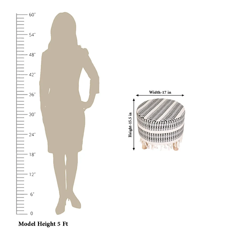 Modern Corner Cotton Material Pouffe Stool For Living Room, Set of 1