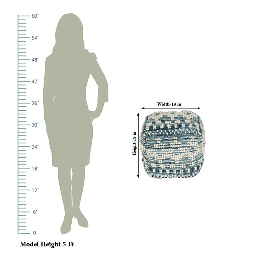 Modern Corner Cotton Material Pouffe Stool For Living Room, Set of 1