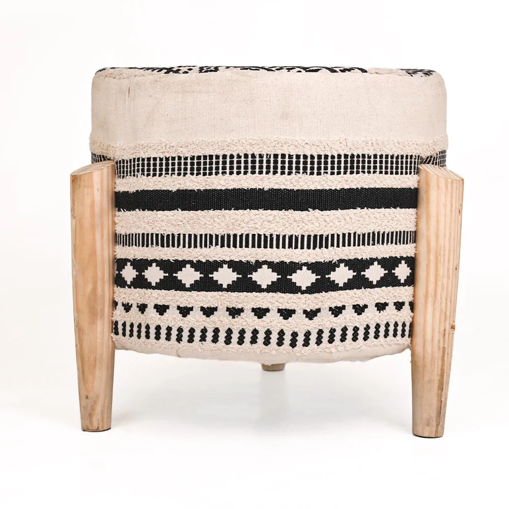 Modern Corner Cotton Material Pouffe Stool For Living Room, Set of 1