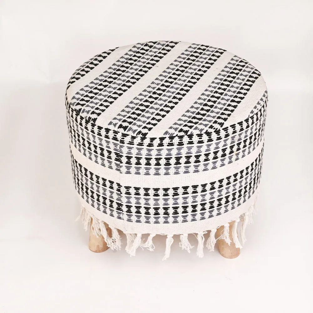 Modern Corner Cotton Material Pouffe Stool For Living Room, Set of 1