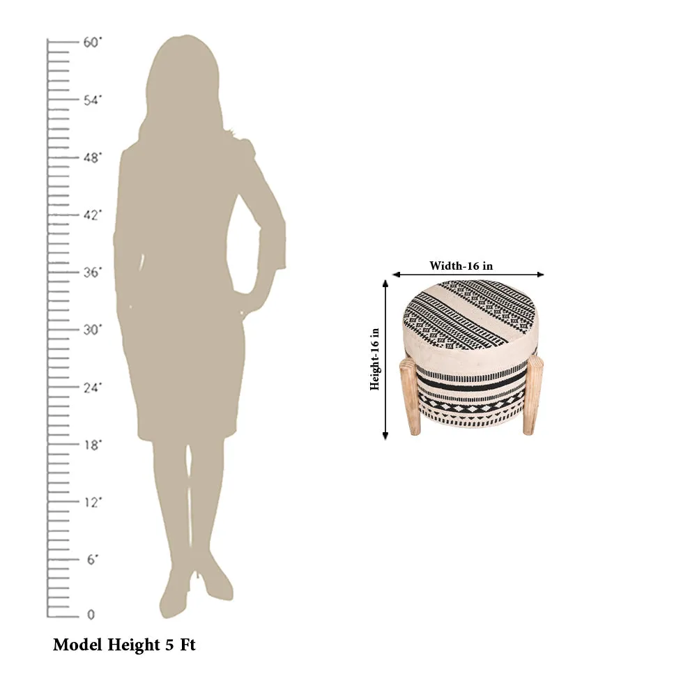 Modern Corner Cotton Material Pouffe Stool For Living Room, Set of 1