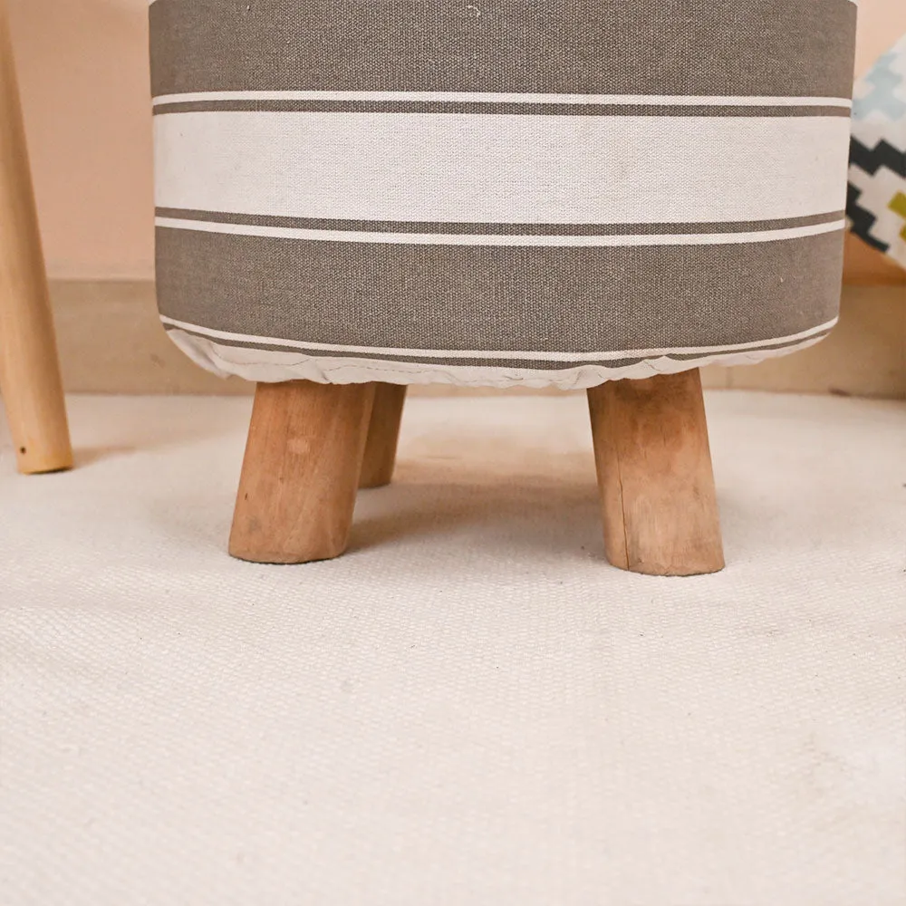 Modern Corner Cotton Material With Tassals Pouffe Stool For Living Room, Set of 1
