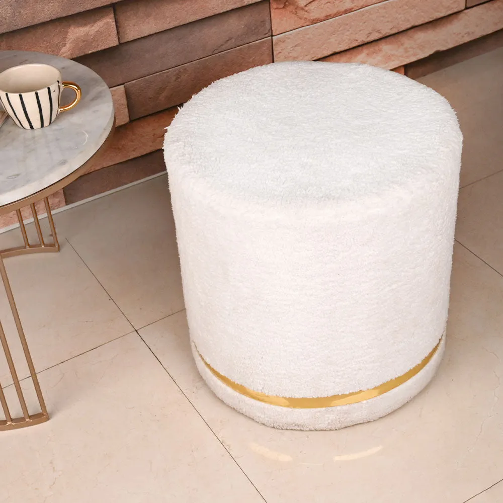 Modern Corner Cotton Sherpa Material Pouffe Stool For Living Room, Set of 1