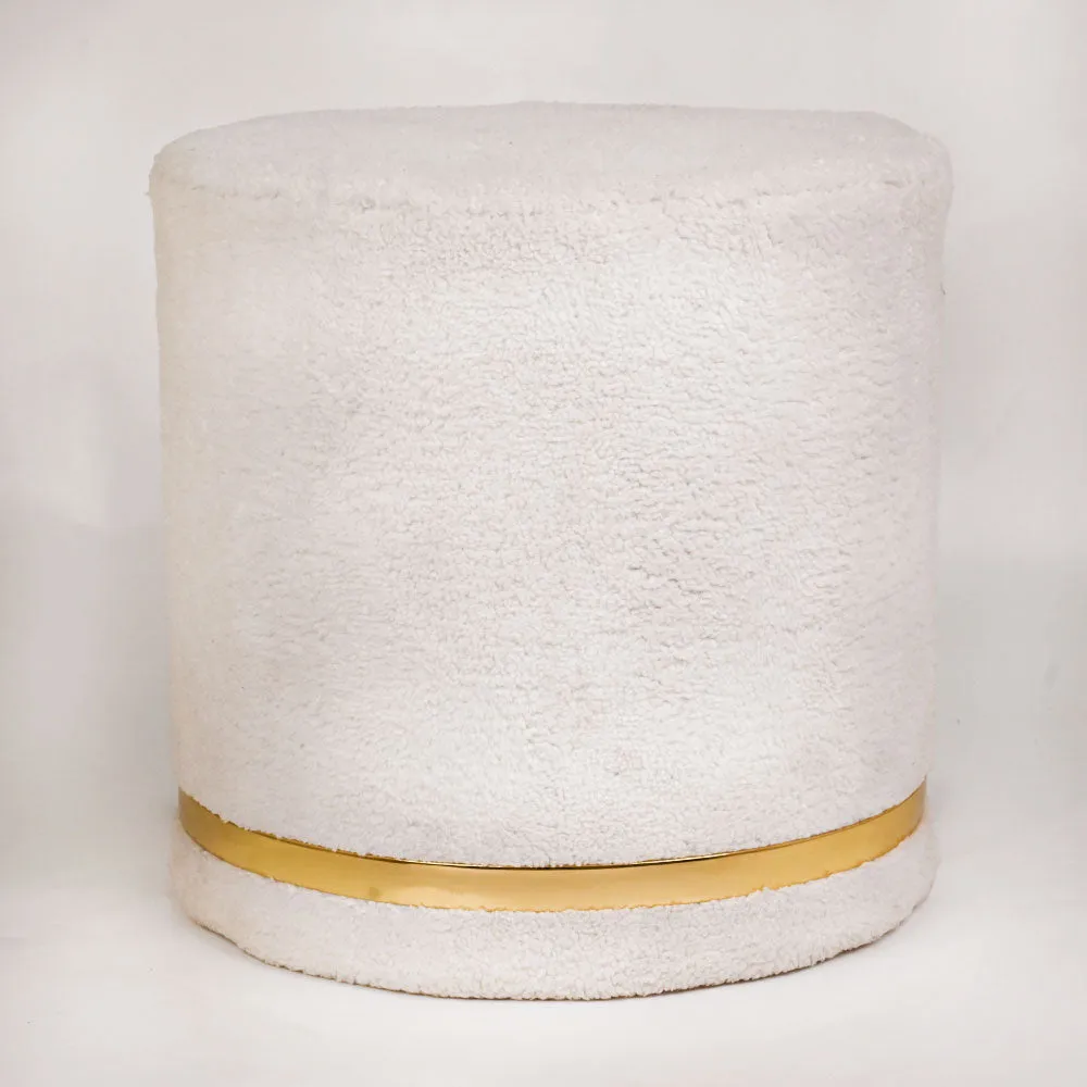 Modern Corner Cotton Sherpa Material Pouffe Stool For Living Room, Set of 1