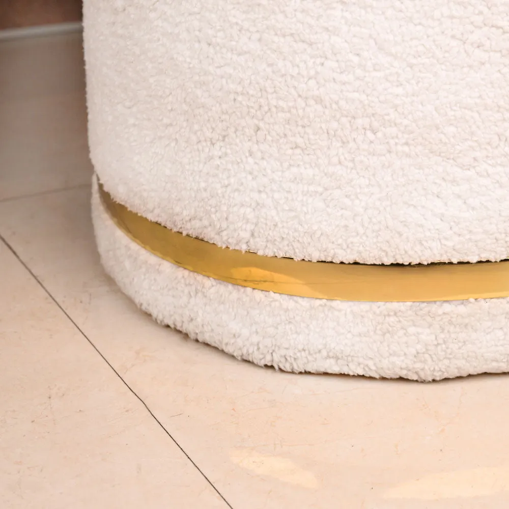 Modern Corner Cotton Sherpa Material Pouffe Stool For Living Room, Set of 1