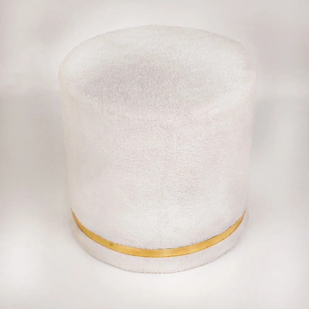 Modern Corner Cotton Sherpa Material Pouffe Stool For Living Room, Set of 1