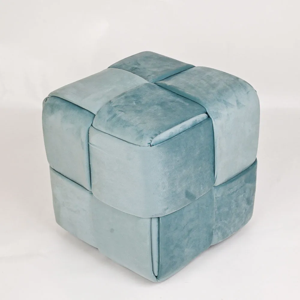 Modern Corner Cotton Velvet Material Pouffe Stool For Living Room, Set of 1