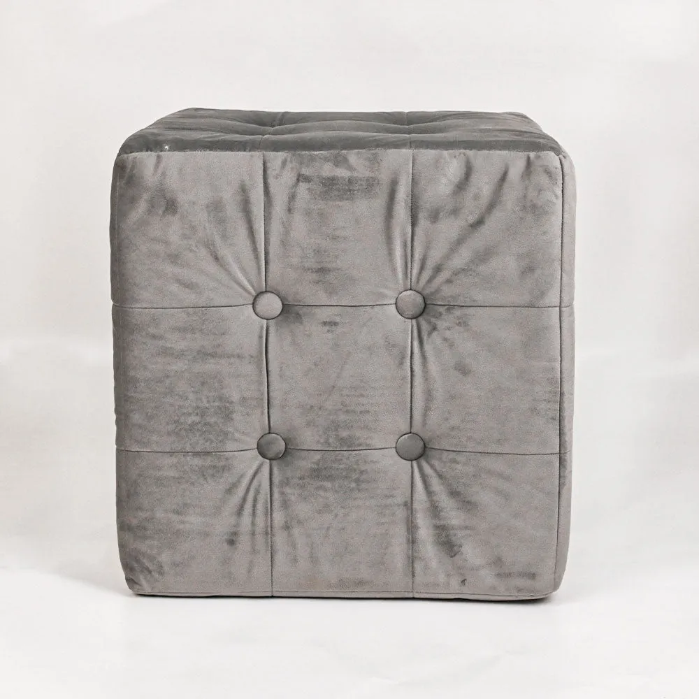 Modern Corner Cotton Velvet Material Pouffe Stool For Living Room, Set of 1