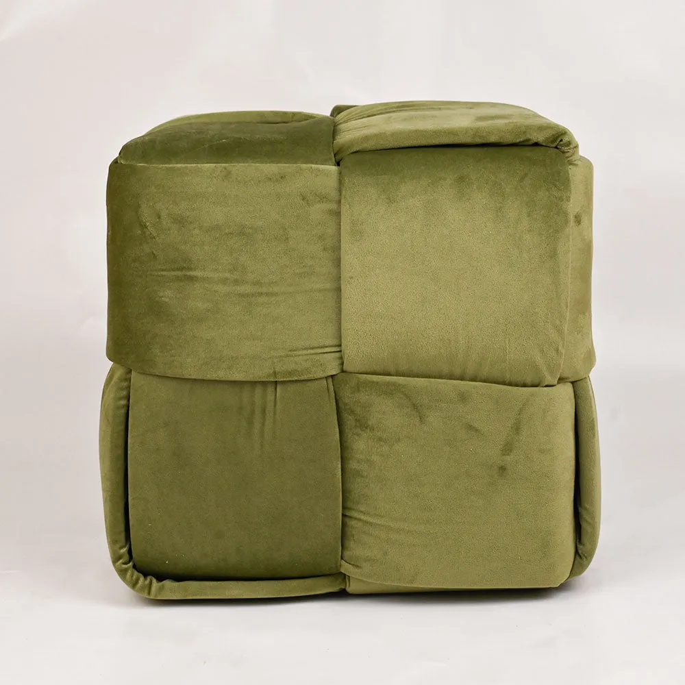 Modern Corner Cotton Velvet Material Pouffe Stool For Living Room, Set of 1