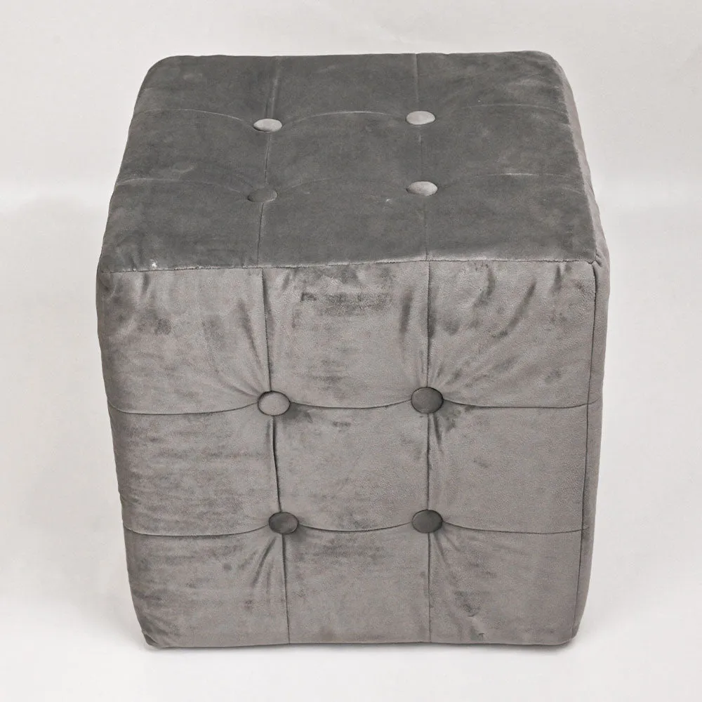 Modern Corner Cotton Velvet Material Pouffe Stool For Living Room, Set of 1