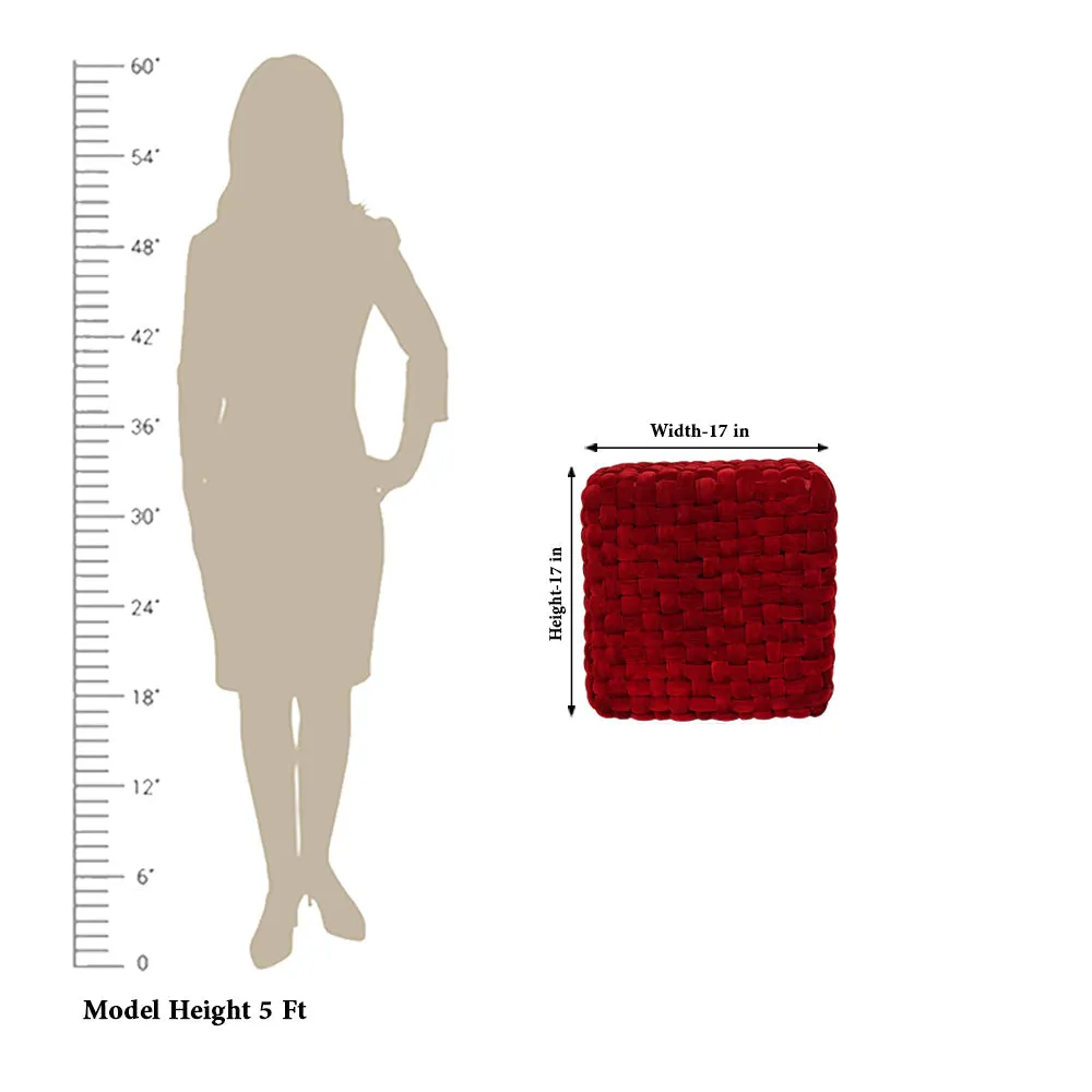 Modern Corner Cotton Velvet Material Pouffe Stool For Living Room, Set of 1