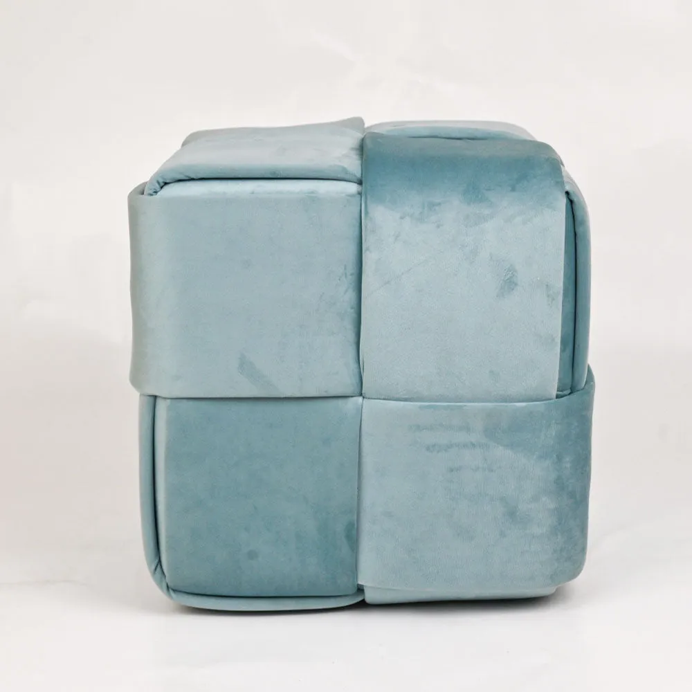 Modern Corner Cotton Velvet Material Pouffe Stool For Living Room, Set of 1