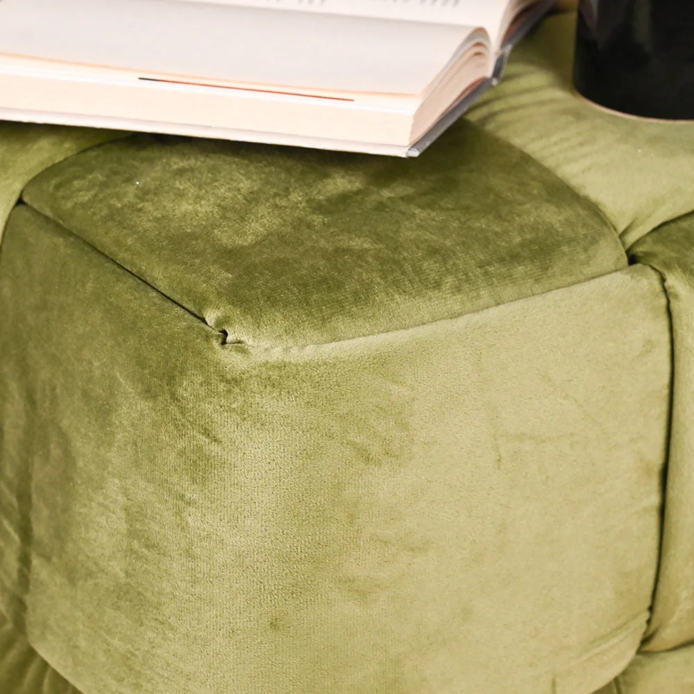 Modern Corner Cotton Velvet Material Pouffe Stool For Living Room, Set of 1