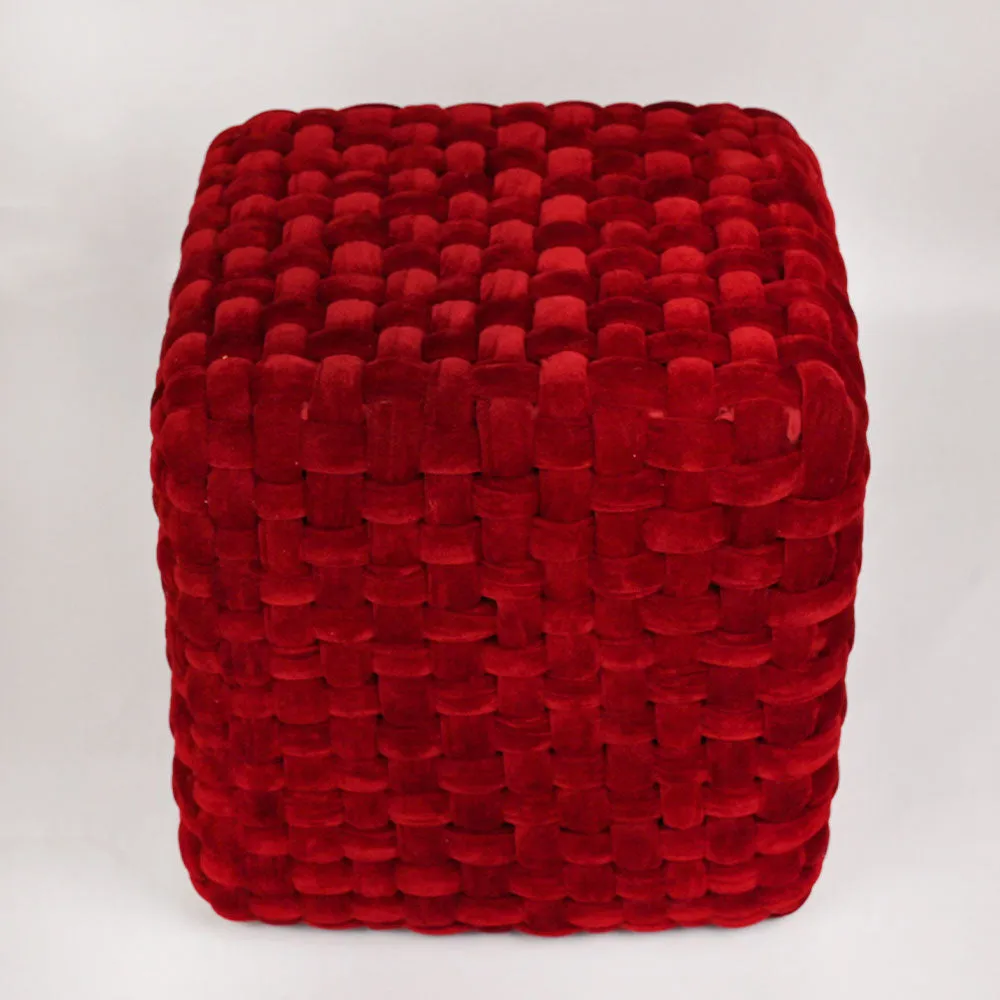 Modern Corner Cotton Velvet Material Pouffe Stool For Living Room, Set of 1