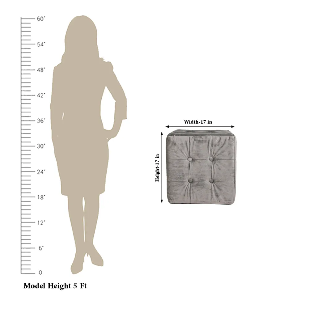 Modern Corner Cotton Velvet Material Pouffe Stool For Living Room, Set of 1