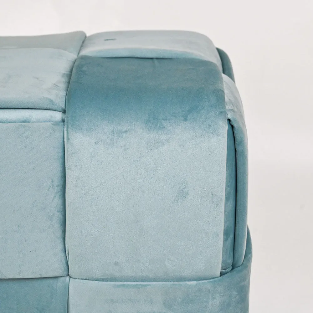 Modern Corner Cotton Velvet Material Pouffe Stool For Living Room, Set of 1