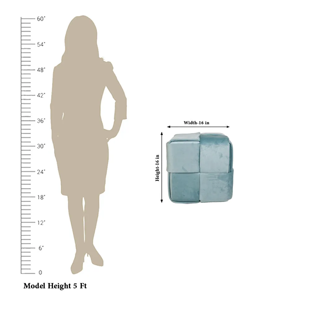 Modern Corner Cotton Velvet Material Pouffe Stool For Living Room, Set of 1