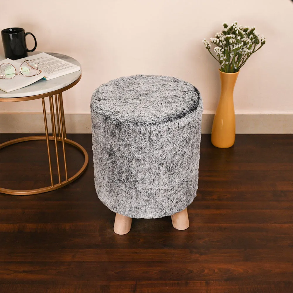 Modern Corner Fluffy Material Pouffe Stool For Living Room, Set of 1