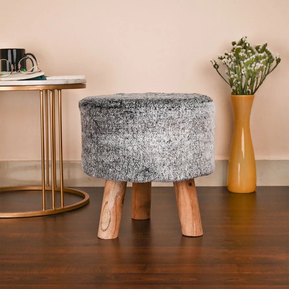 Modern Corner Fluffy Material Pouffe Stool For Living Room, Set of 1