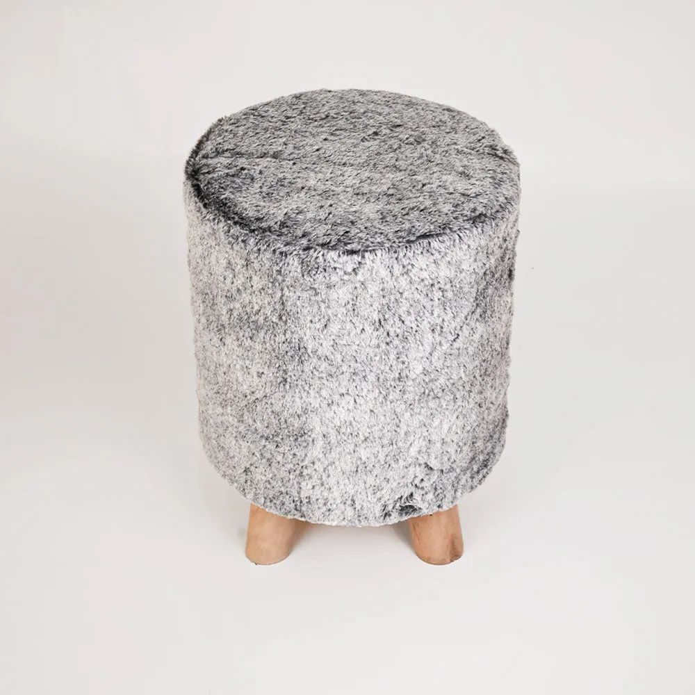 Modern Corner Fluffy Material Pouffe Stool For Living Room, Set of 1