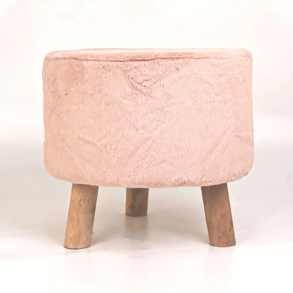 Modern Corner Fluffy Material Pouffe Stool For Living Room, Set of 1