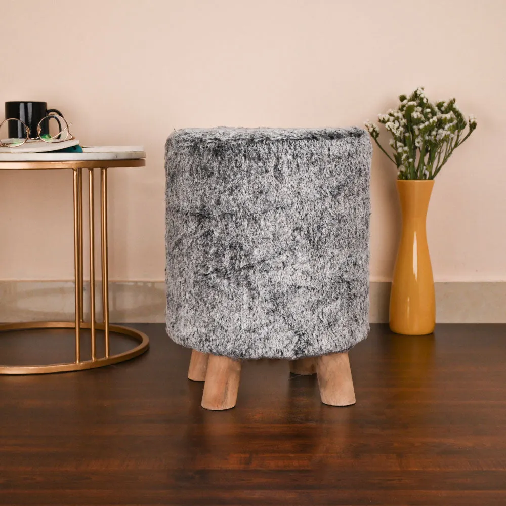 Modern Corner Fluffy Material Pouffe Stool For Living Room, Set of 1