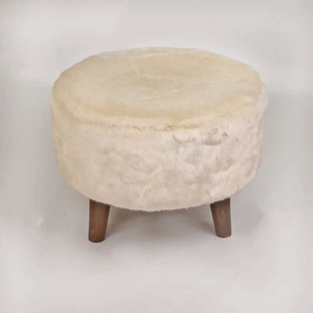 Modern Corner Fluffy Material Pouffe Stool For Living Room, Set of 1