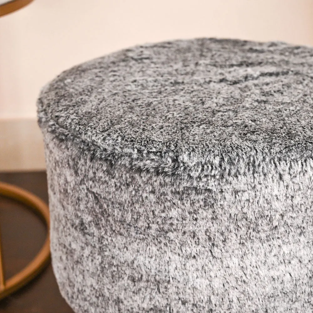 Modern Corner Fluffy Material Pouffe Stool For Living Room, Set of 1
