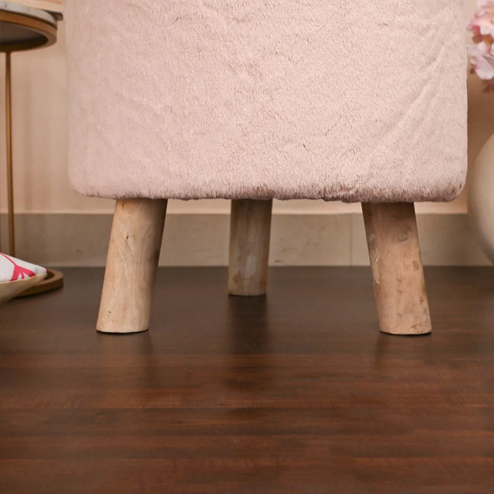 Modern Corner Fluffy Material Pouffe Stool For Living Room, Set of 1
