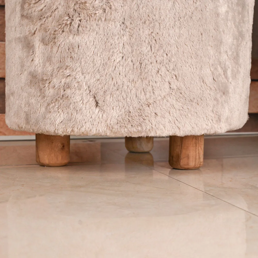 Modern Corner Fluffy Material Pouffe Stool For Living Room, Set of 1
