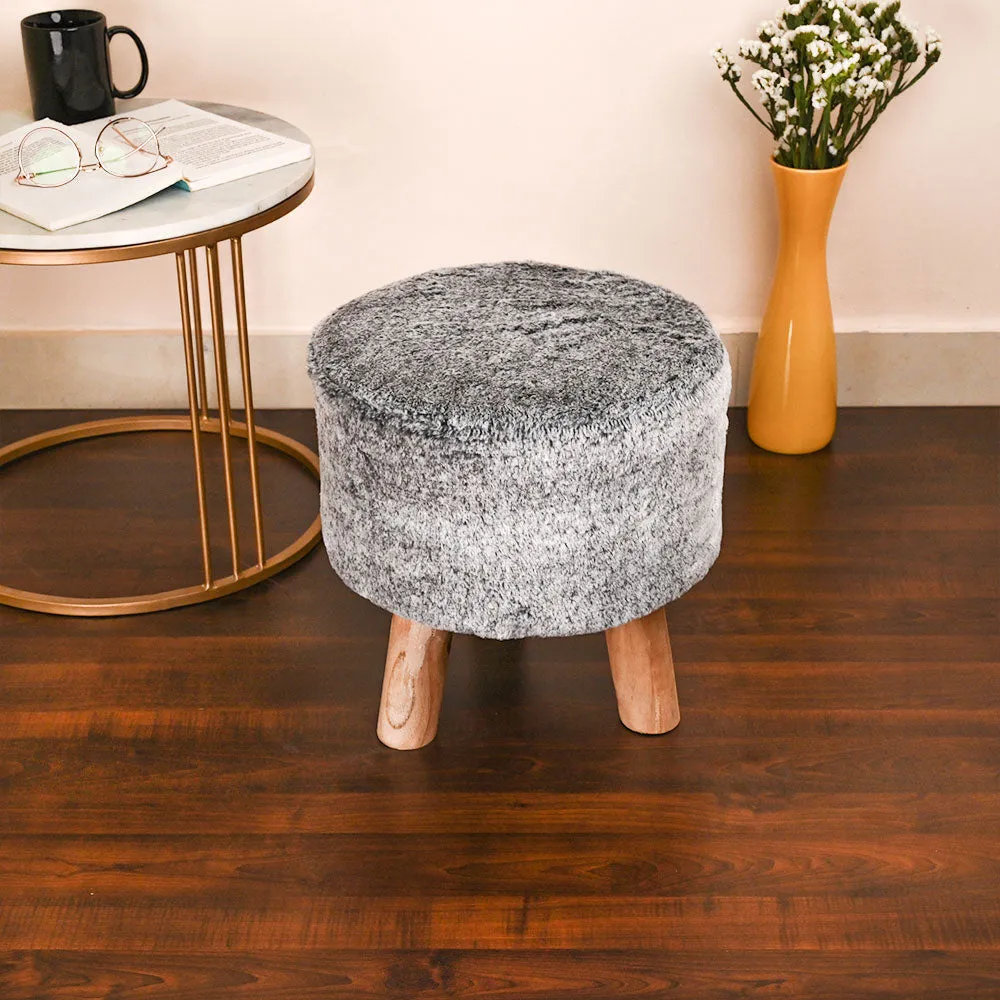 Modern Corner Fluffy Material Pouffe Stool For Living Room, Set of 1