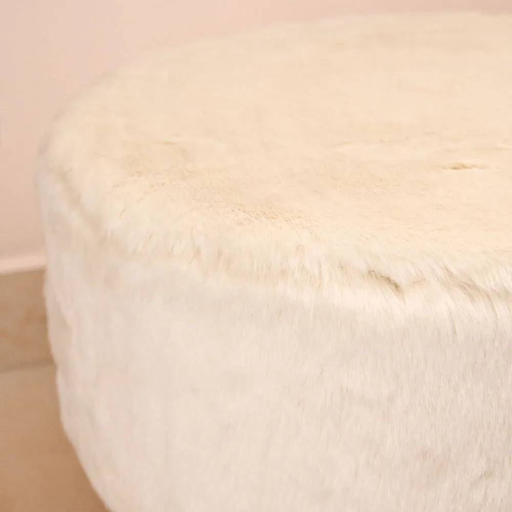 Modern Corner Fluffy Material Pouffe Stool For Living Room, Set of 1