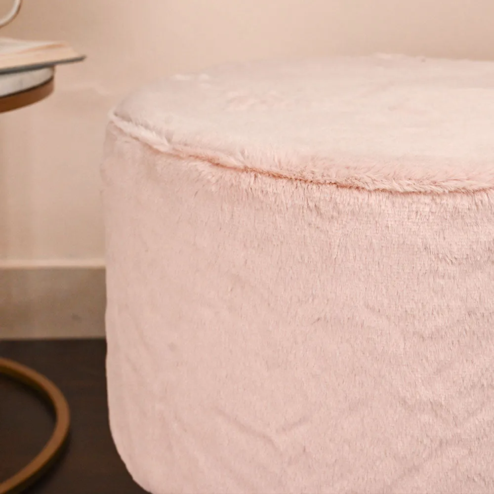 Modern Corner Fluffy Material Pouffe Stool For Living Room, Set of 1