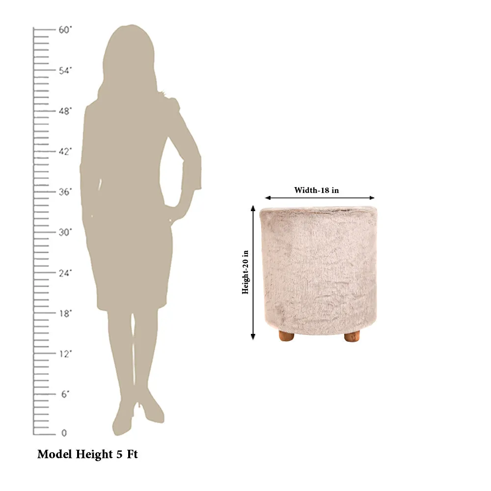 Modern Corner Fluffy Material Pouffe Stool For Living Room, Set of 1