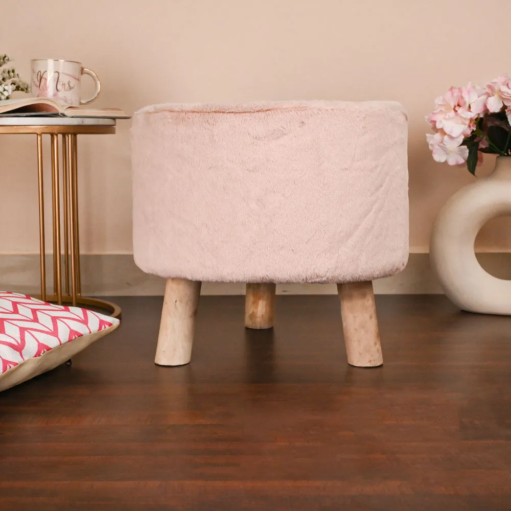 Modern Corner Fluffy Material Pouffe Stool For Living Room, Set of 1