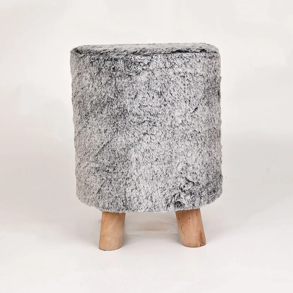 Modern Corner Fluffy Material Pouffe Stool For Living Room, Set of 1