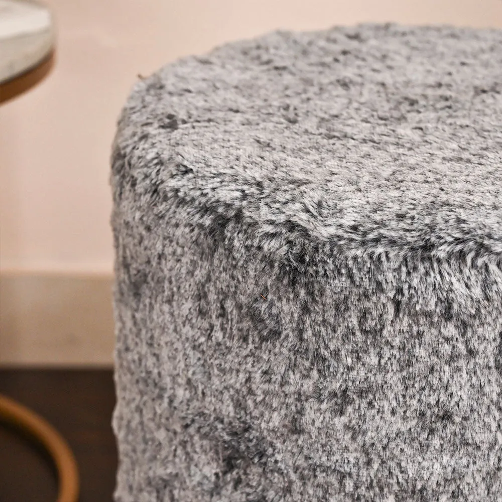 Modern Corner Fluffy Material Pouffe Stool For Living Room, Set of 1