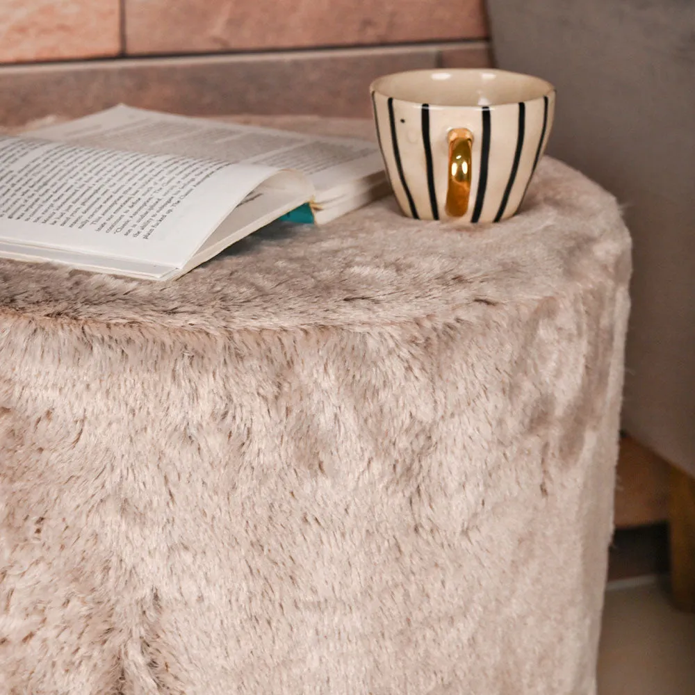 Modern Corner Fluffy Material Pouffe Stool For Living Room, Set of 1