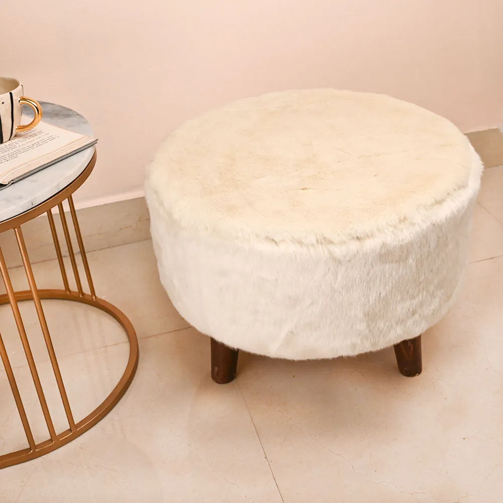 Modern Corner Fluffy Material Pouffe Stool For Living Room, Set of 1