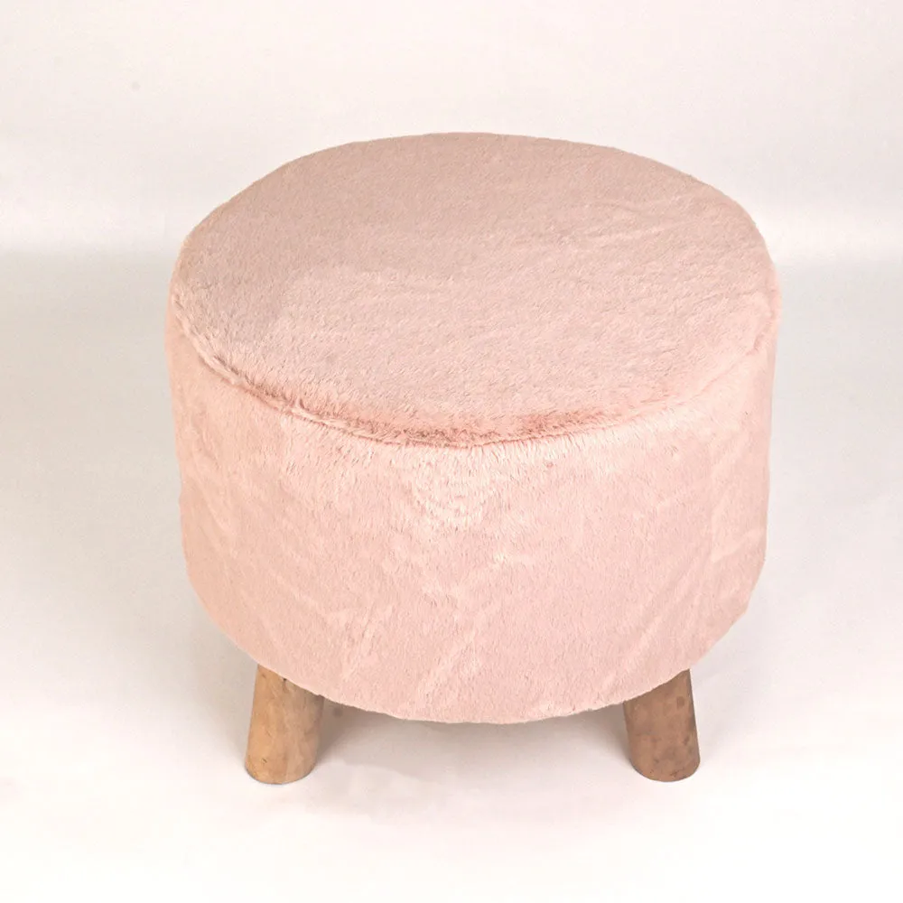 Modern Corner Fluffy Material Pouffe Stool For Living Room, Set of 1