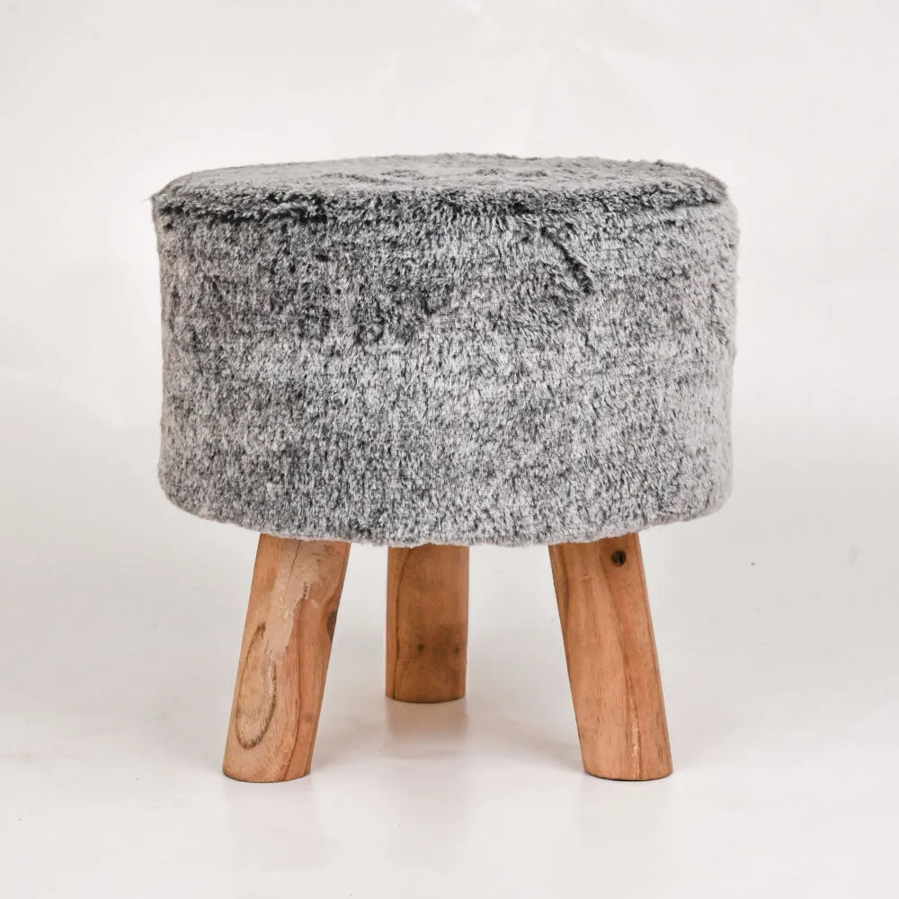 Modern Corner Fluffy Material Pouffe Stool For Living Room, Set of 1