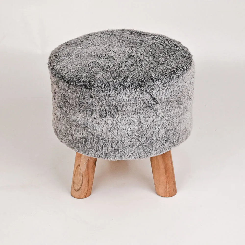 Modern Corner Fluffy Material Pouffe Stool For Living Room, Set of 1