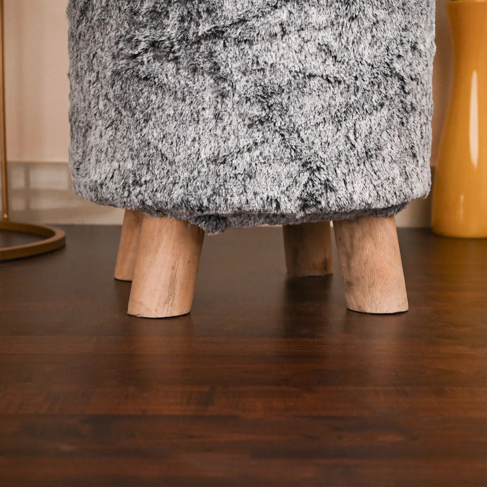 Modern Corner Fluffy Material Pouffe Stool For Living Room, Set of 1