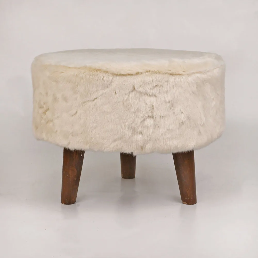 Modern Corner Fluffy Material Pouffe Stool For Living Room, Set of 1