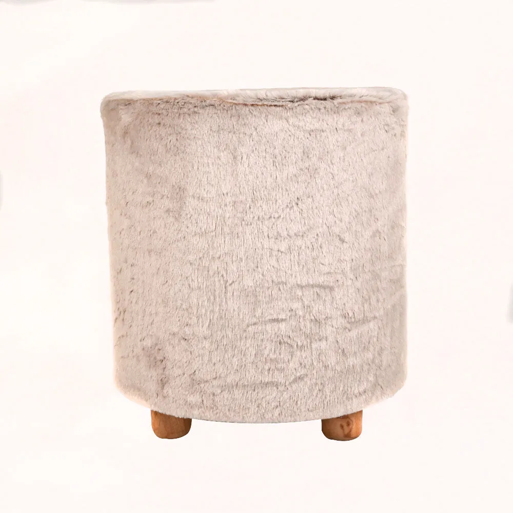 Modern Corner Fluffy Material Pouffe Stool For Living Room, Set of 1